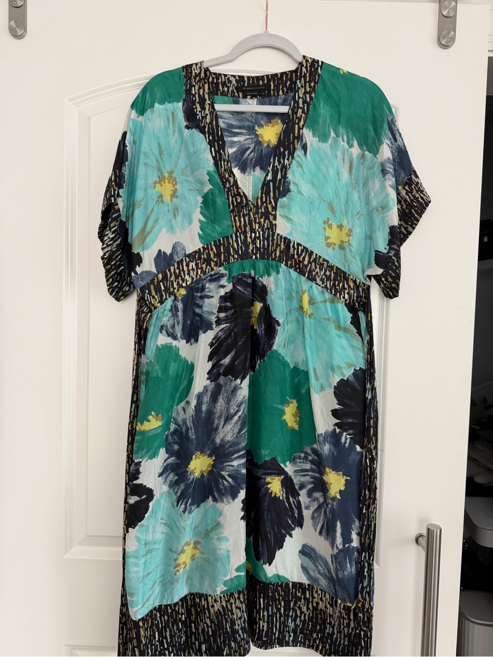 BCBGMaxAzria Multicolor Printed Top — Navy, Green, Yellow